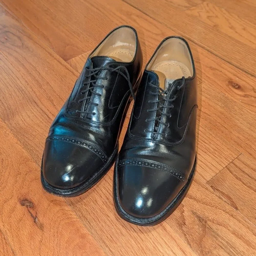 Johnston & Murphy Size‎ 9.5 D Aristocraft Men's Black Leather Cap Toe Oxford